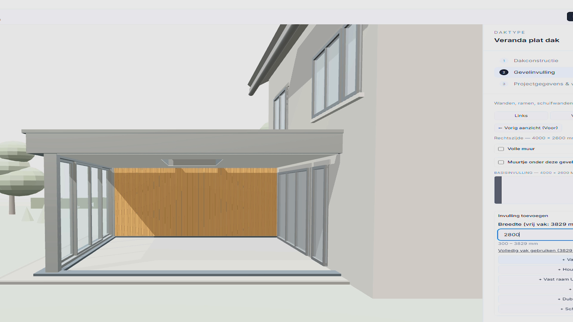 Kleuren en gevelinvulling aanpassen in de configuratietool.