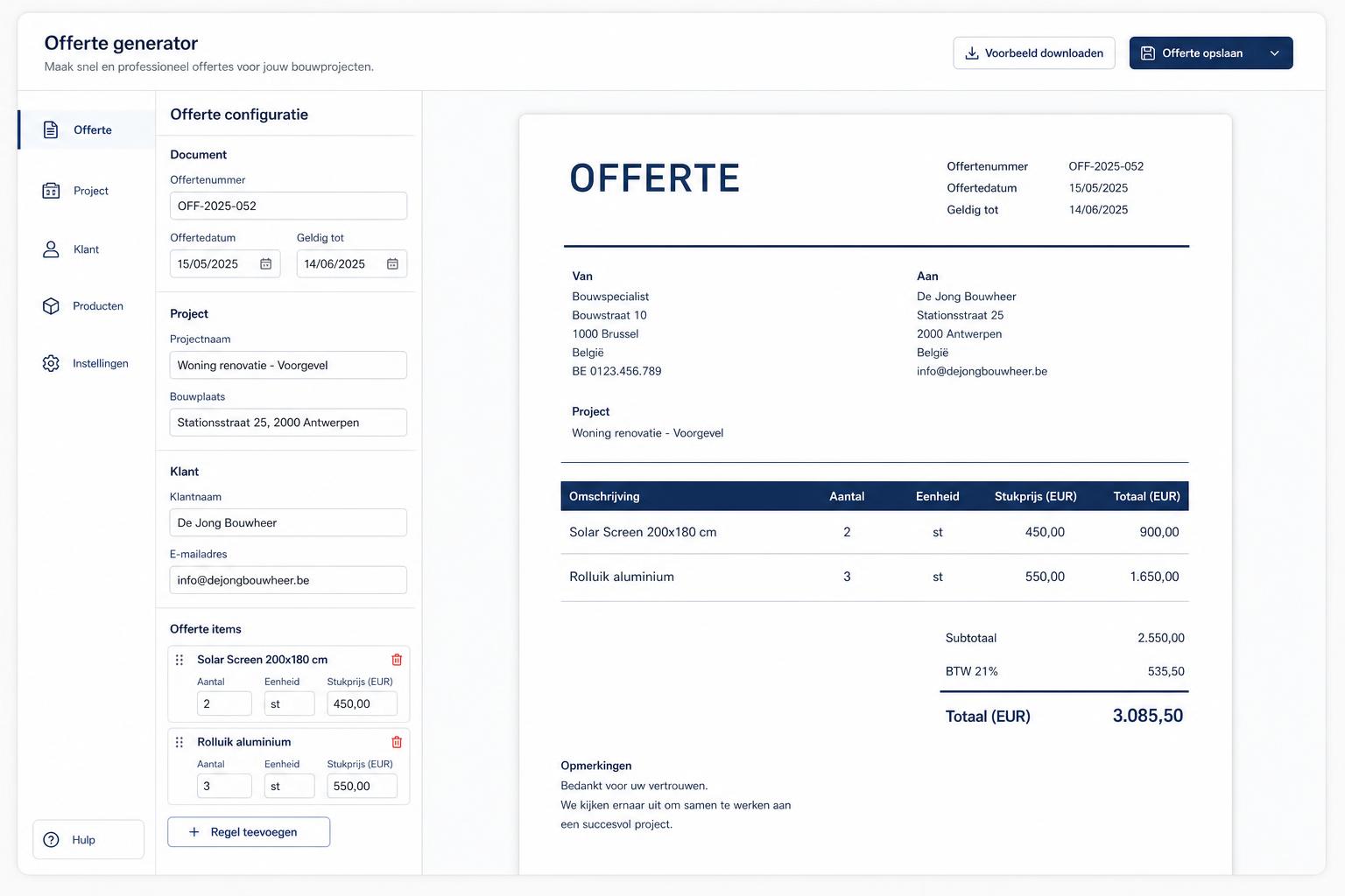 Automatische offertegenerator